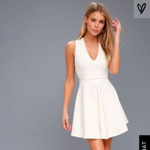 Lulu’s Going Steady White Backless Skater Dress